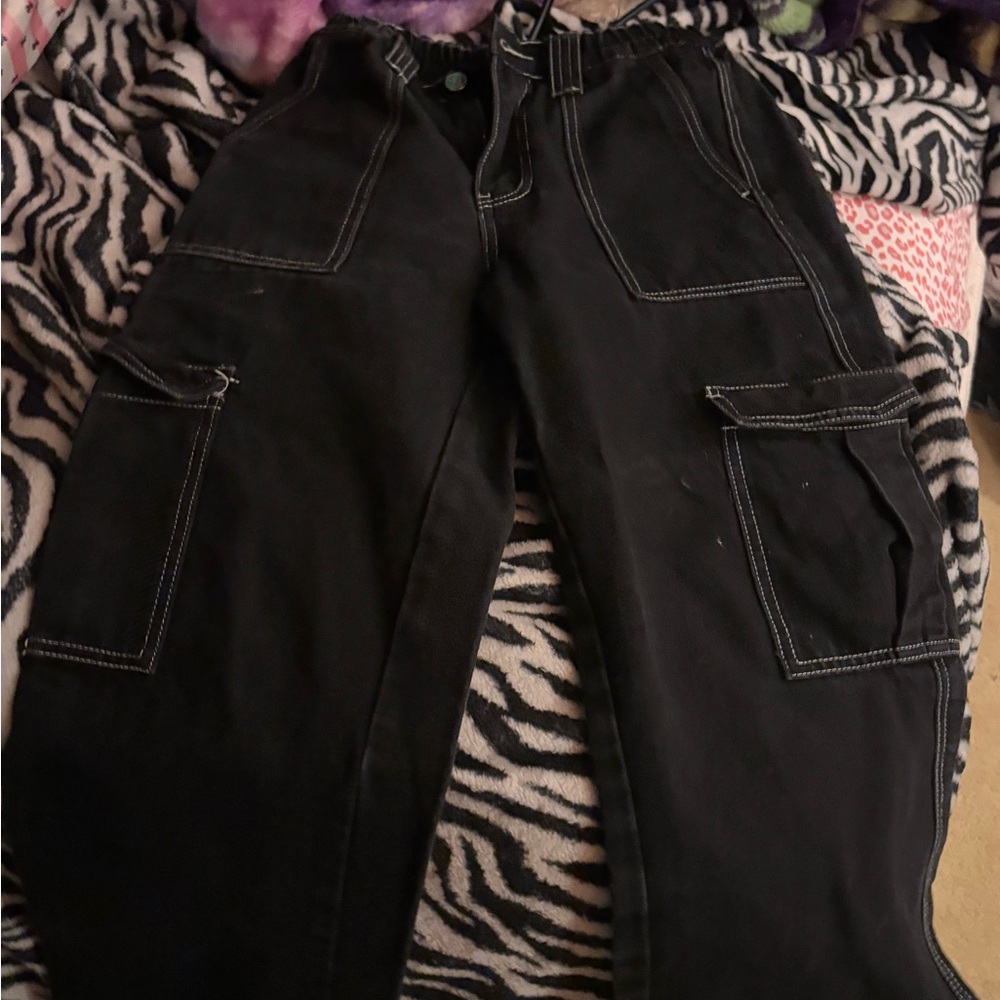 Black & White Stitched Cargos